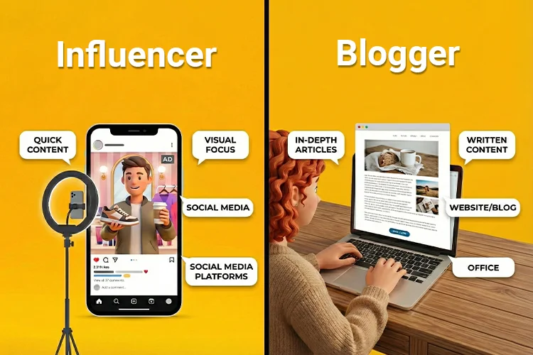 مقایسه تفاوت بین اینفلوئنسر و بلاگر
